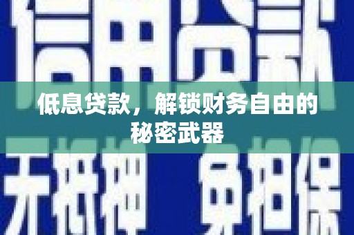洞口低息贷款，解锁财务自由的秘密武器