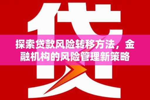 洞口探索贷款风险转移方法，金融机构的风险管理新策略