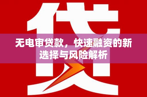 洞口无电审贷款，快速融资的新选择与风险解析