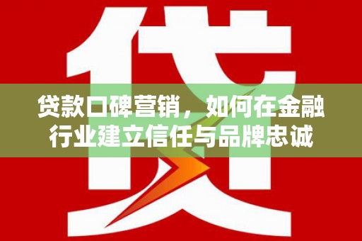 洞口贷款口碑营销，如何在金融行业建立信任与品牌忠诚
