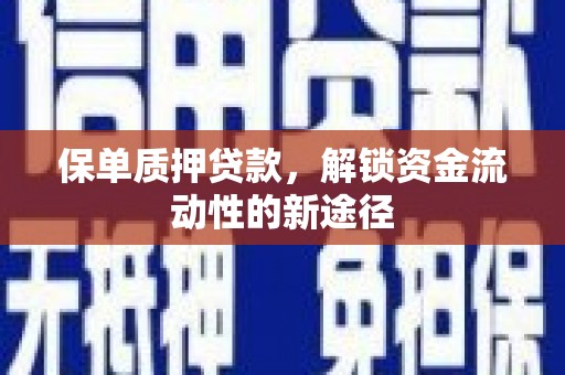 洞口保单质押贷款，解锁资金流动性的新途径
