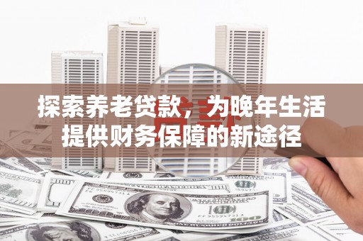 洞口探索养老贷款，为晚年生活提供财务保障的新途径