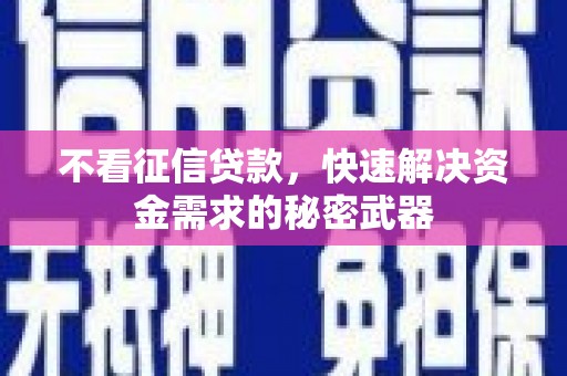 洞口不看征信贷款，快速解决资金需求的秘密武器