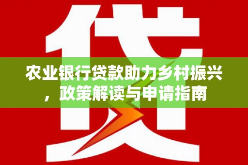 洞口农业银行贷款助力乡村振兴，政策解读与申请指南
