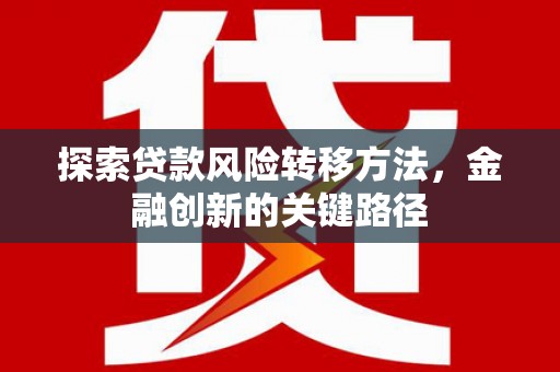 洞口探索贷款风险转移方法，金融创新的关键路径
